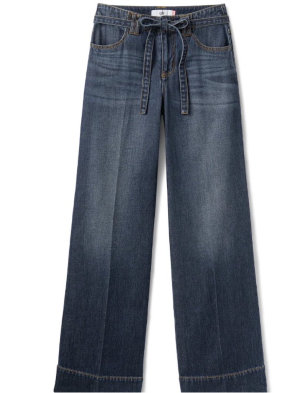Cabi Beau Wide-Leg Dark Blue Denim Jeans with matching belt 8R